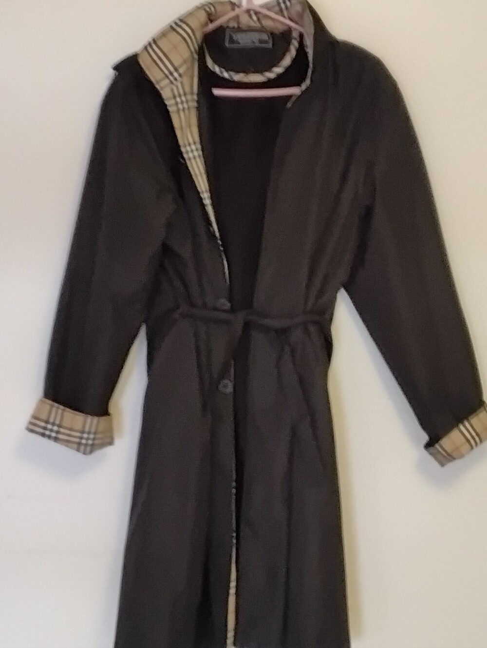 Burberrys Vintage Black Hoodie Raincoat Button Detail Jacket S12 Large